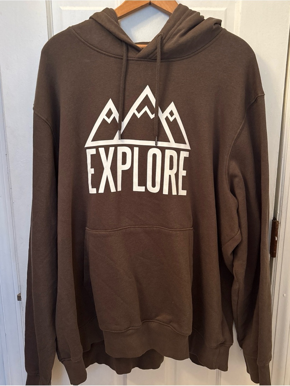 The North Face Brown Hoodie with White Explore Graphic